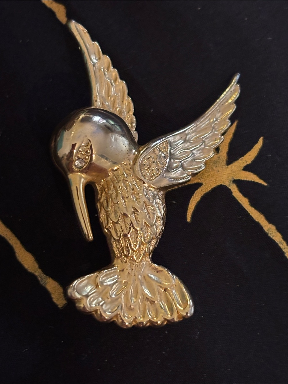 Vintage Gold Hummingbird Bird brooch